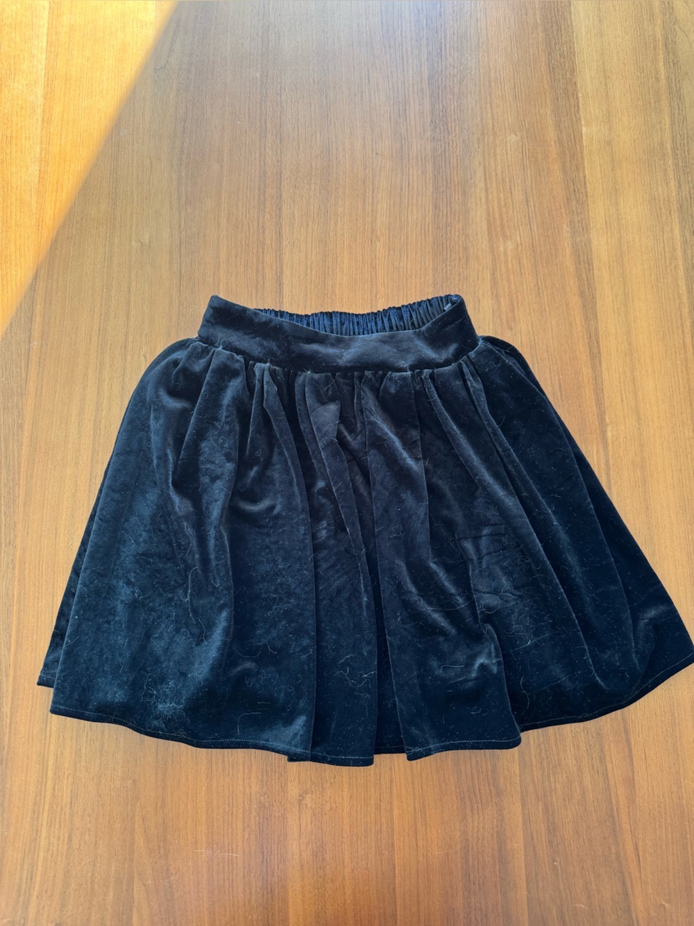 Black Velvet Gathered Mini Skirt